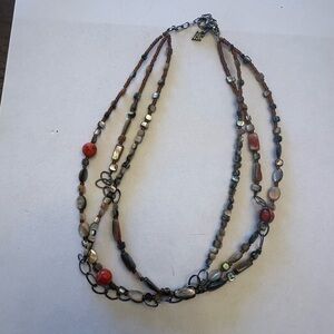 Silpada Multi-Strand Beaded Necklace in Brown and Red Accents